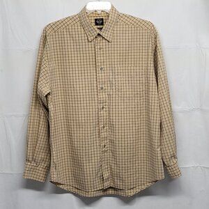 Vintage Dockers Mens Shirt Button Down Sze Large Stretch Long Sleeve Check Beige